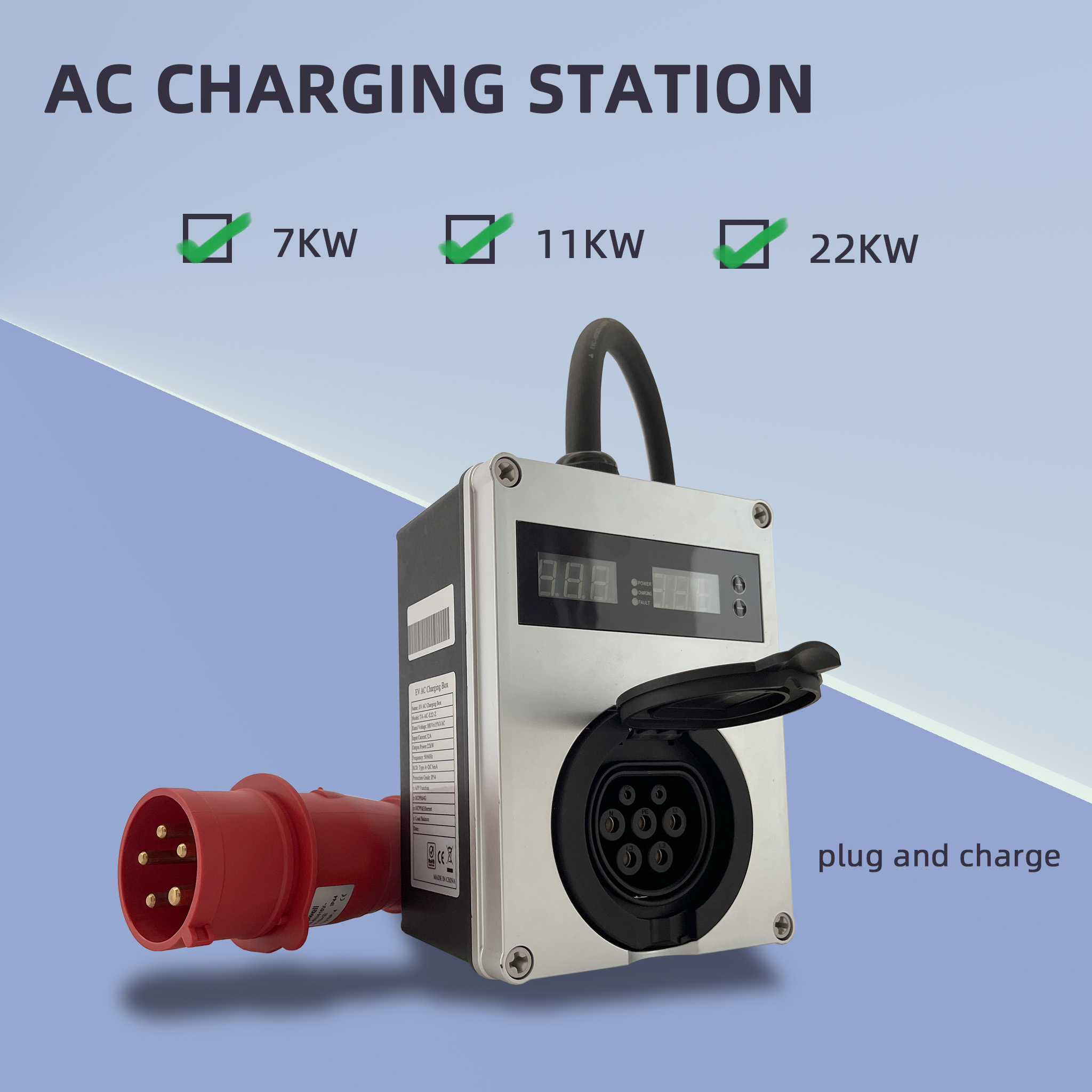 Nuevo cargador portátil de CA  - Type 2 Portable Ev Charger 11Kw Cee reseña y precio